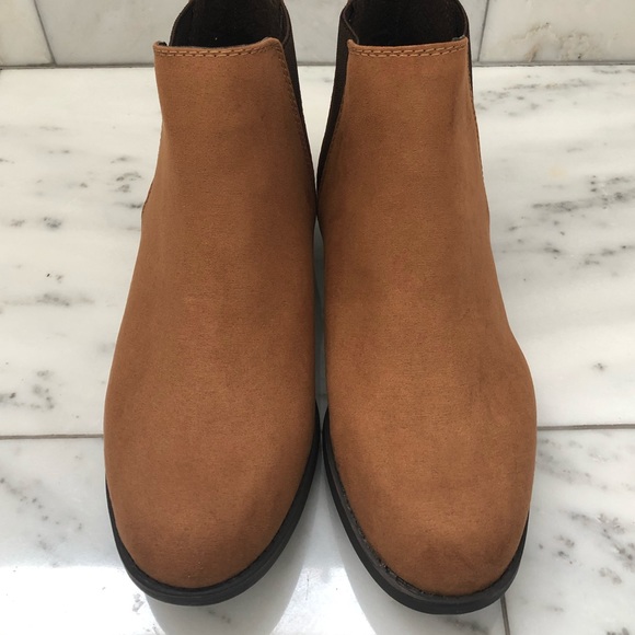 NWOT Faux Suede Chestnut Chelsea Ankle Boots - Picture 5 of 7